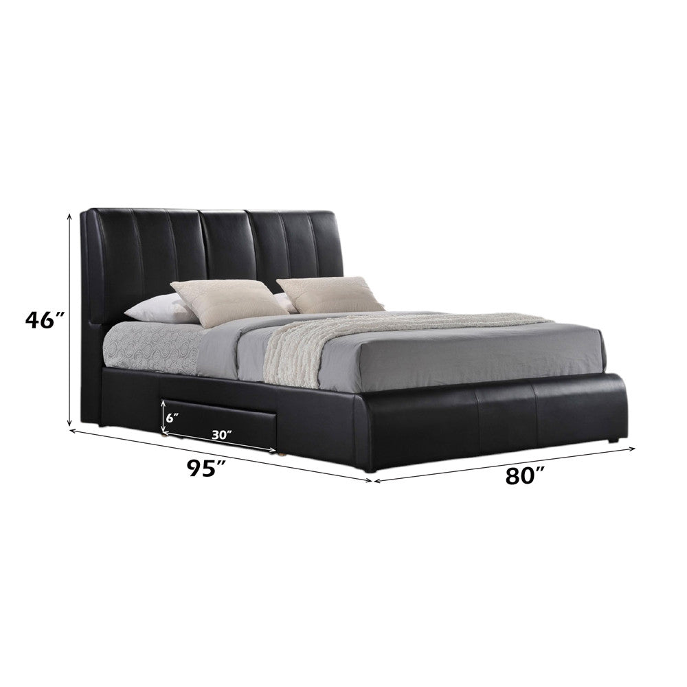 ACME 21266EK Kofi Eastern King Black PU Bed with Drawer  3