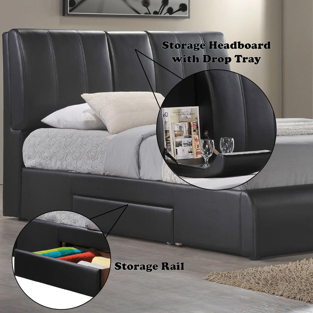 ACME 21266EK Kofi Eastern King Black PU Bed with Drawer  4