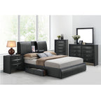 ACME 21266EK Kofi Eastern King Black PU Bed with Drawer  2
