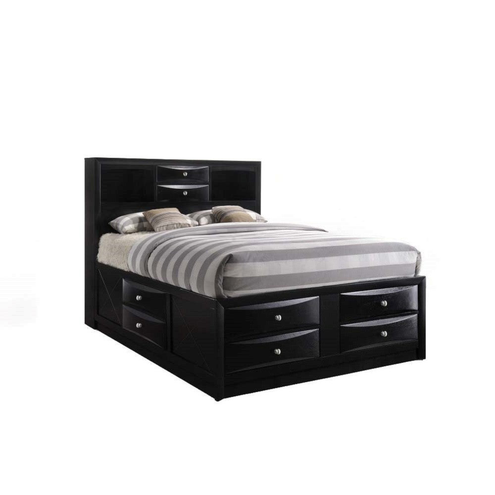 ACME 21610Q Ireland - Storage Black Queen Bed  1