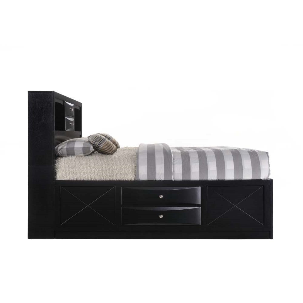 ACME 21610Q Ireland - Storage Black Queen Bed  3