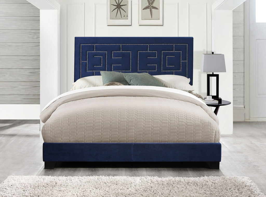 ACME 21637EK Ishiko III Eastern King Bed, Dark Blue Velvet