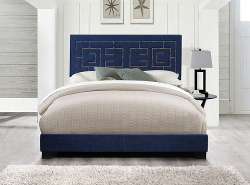 ACME 21637EK Ishiko III Eastern King Bed, Dark Blue Velvet