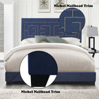 ACME 21637EK Ishiko III Eastern King Bed, Dark Blue Velvet