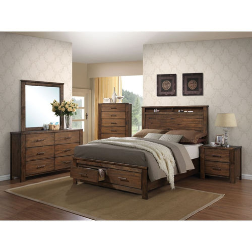 ACME 21677EK Merrilee Eastern King Bed with Storage, Oak (1Set/3Ctn)