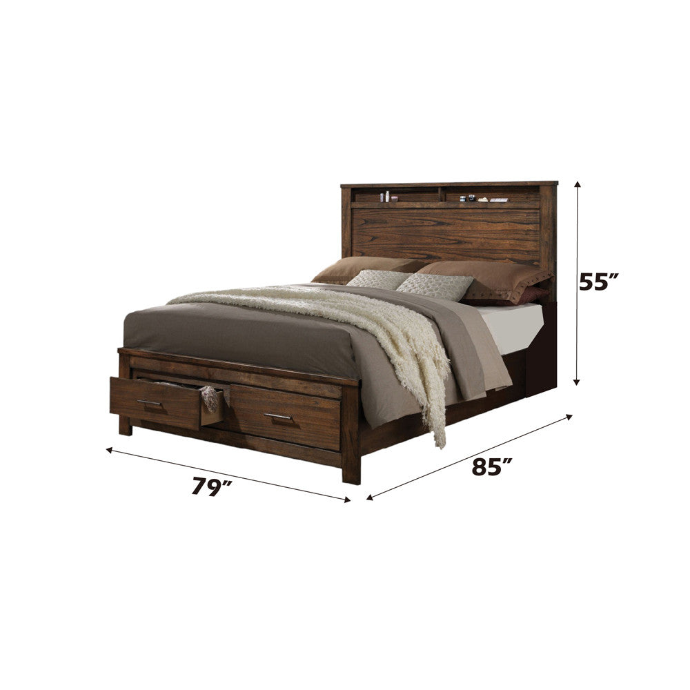 ACME 21677EK Merrilee Eastern King Bed with Storage, Oak (1Set/3Ctn)