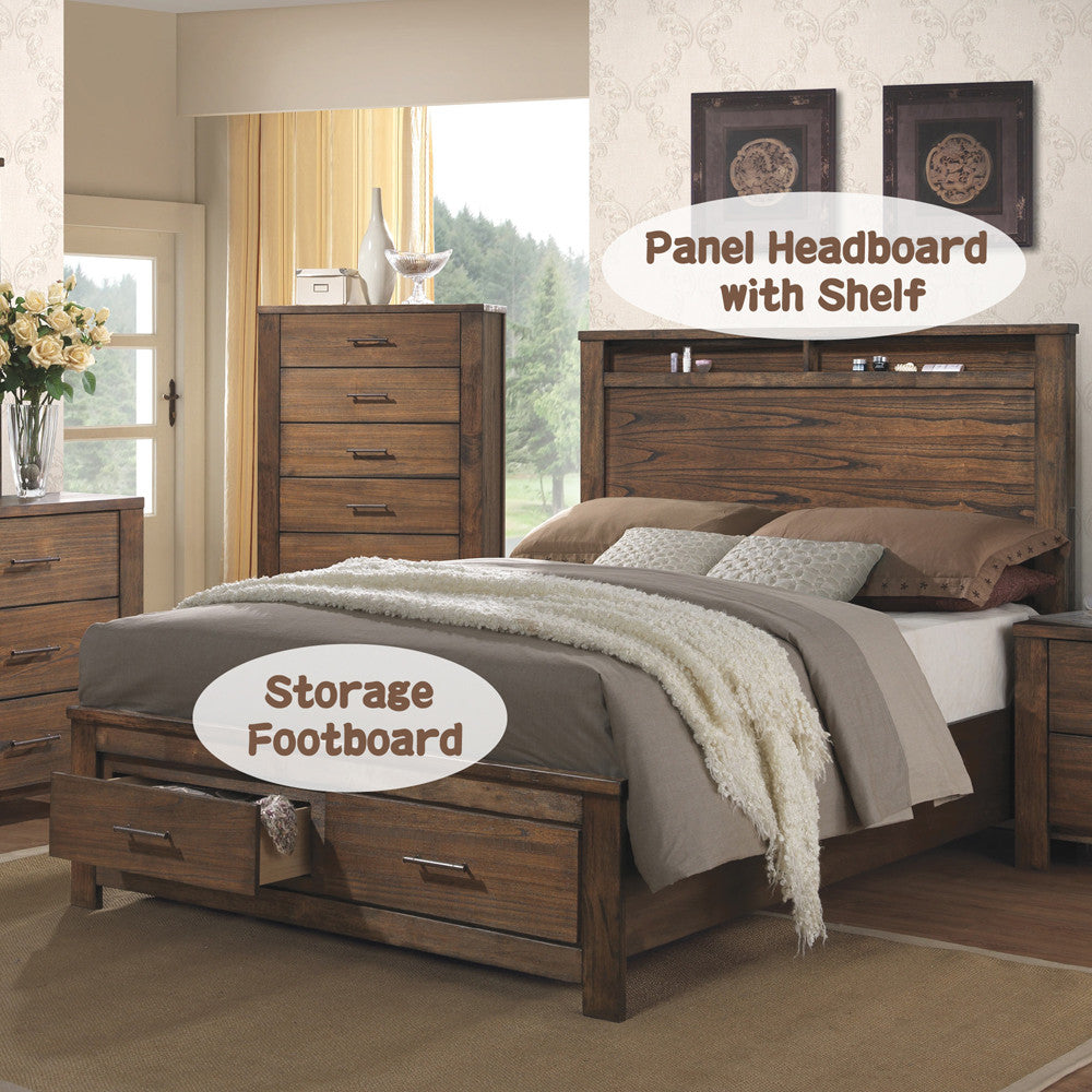 ACME 21677EK Merrilee Eastern King Bed with Storage, Oak (1Set/3Ctn)