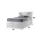 ACME 21696EK Ireland Eastern King Bed with Storage, White (1Set/4Ctn)
