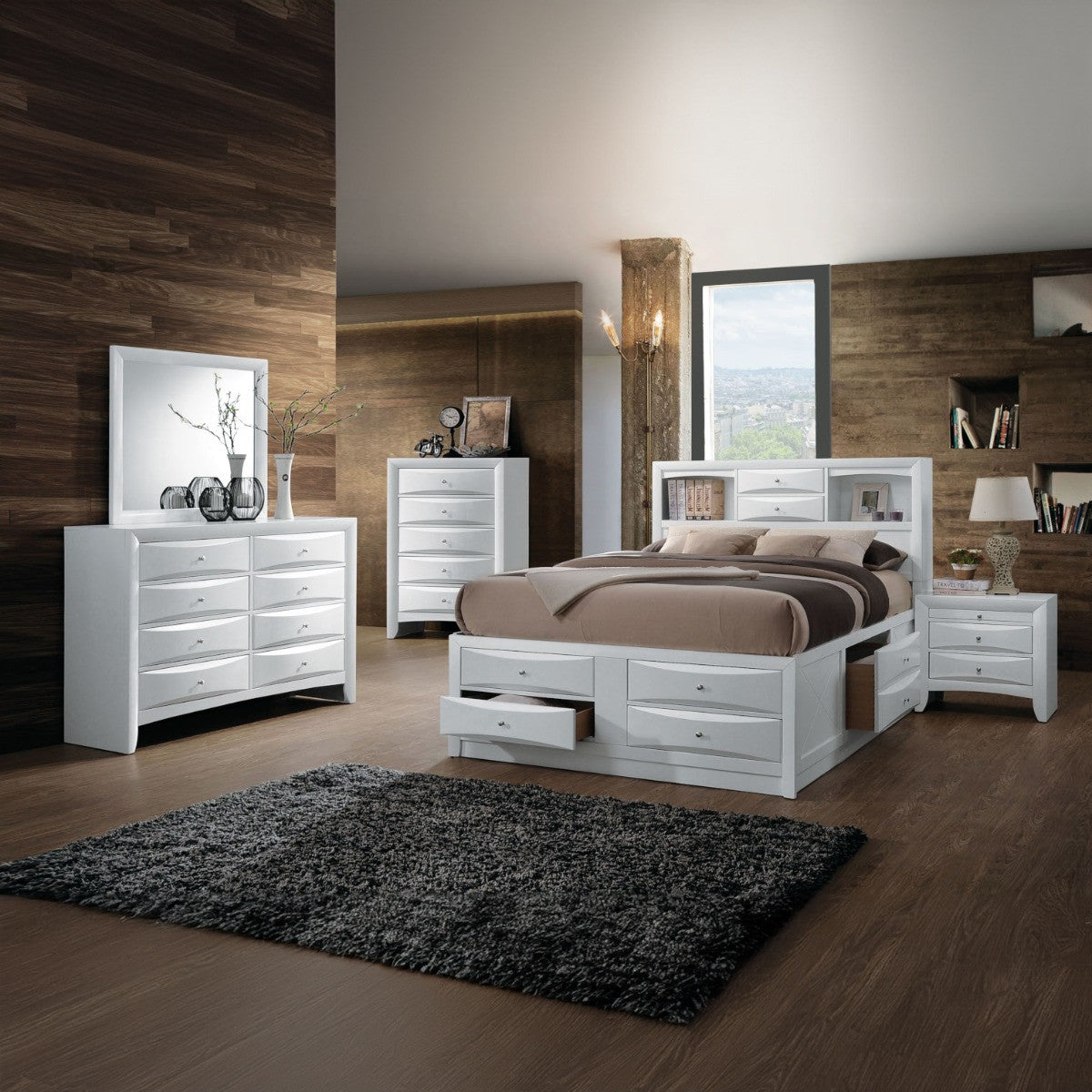 ACME 21700Q Ireland Queen Bed with Storage, White (1Set/4Ctn)