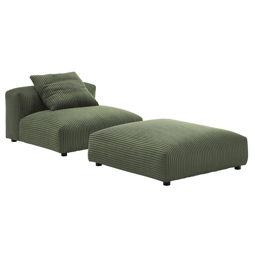 Modway EEI-7022 Solace Modular Corduroy Upholstered Armless Chair and Ottoman Set