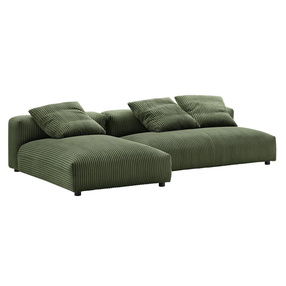 Modway EEI-7024 Solace 2-Piece Modular Corduroy Upholstered Sectional Sofa With Chaise