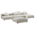Modway EEI-7032 Solace 4-Piece Modular Corduroy Upholstered Sectional Sofa With Ottoman