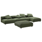 Modway EEI-7032 Solace 4-Piece Modular Corduroy Upholstered Sectional Sofa With Ottoman