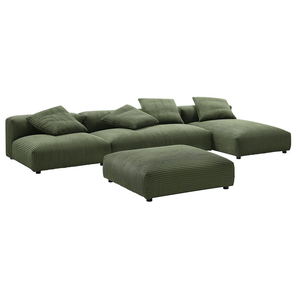 Modway EEI-7032 Solace 4-Piece Modular Corduroy Upholstered Sectional Sofa With Ottoman