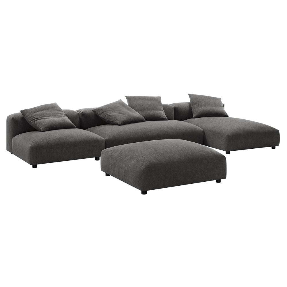 Modway EEI-7033 Solace 4-Piece Modular Upholstered Fabric Sectional Sofa With Ottoman