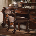 ACME 22010 Vendome Vanity Stool, Fabric & Cherry