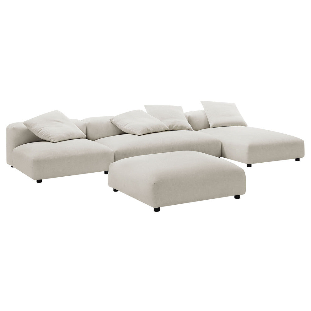 Modway EEI-7033 Solace 4-Piece Modular Upholstered Fabric Sectional Sofa With Ottoman