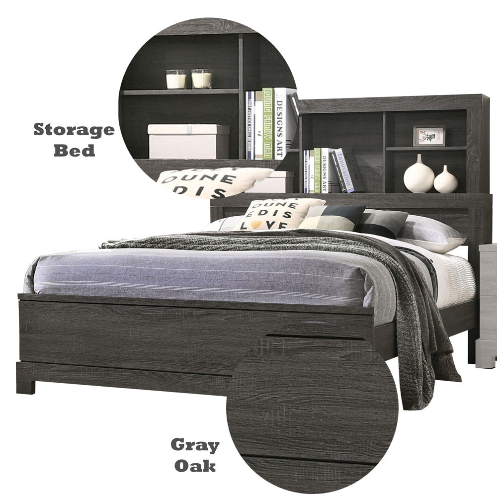ACME 22030Q Lantha Queen Bed with Storage, Gray Oak (1Set/2Ctn)
