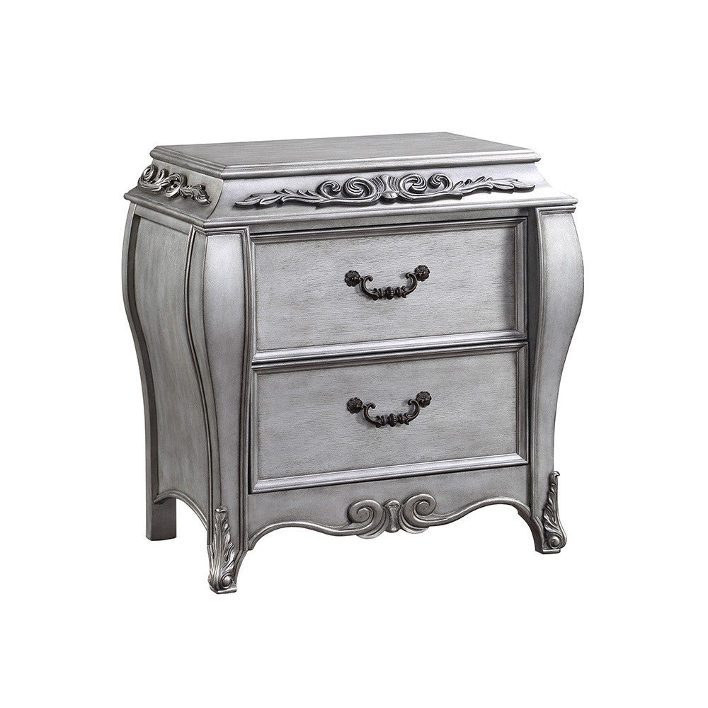 ACME 22143 Leonora Nightstand, Vintage Platinum
