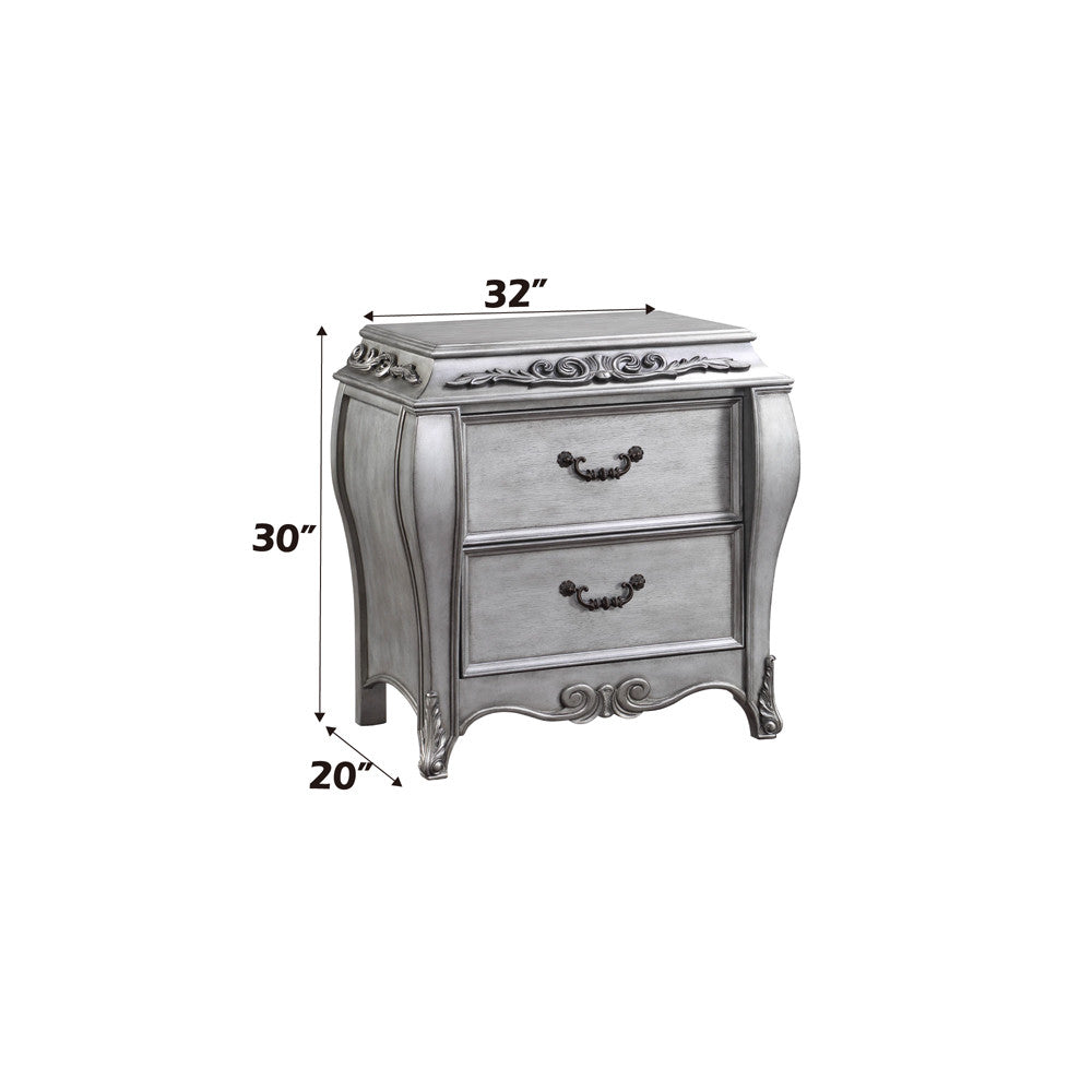 ACME 22143 Leonora Nightstand, Vintage Platinum
