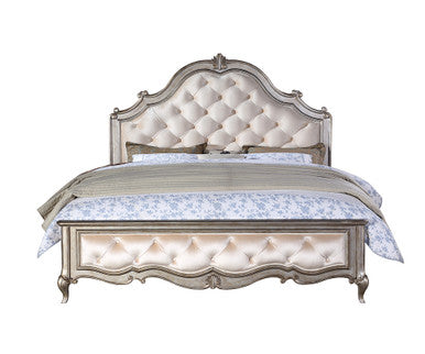ACME 22197EK Esteban Eastern King Bed, Velvet & Antique Champagne