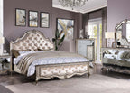 ACME 22197EK Esteban Eastern King Bed, Velvet & Antique Champagne