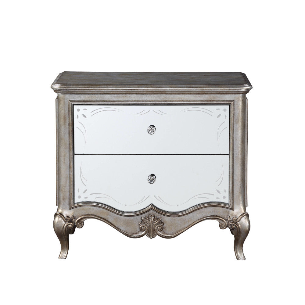 ACME 22203 Esteban Nightstand (2 Drw), Antique Champagne