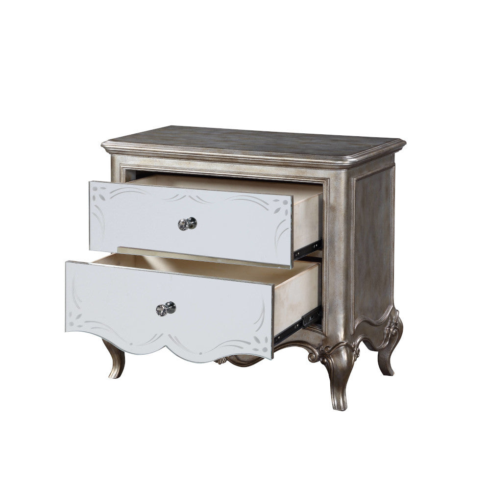 ACME 22203 Esteban Nightstand (2 Drw), Antique Champagne