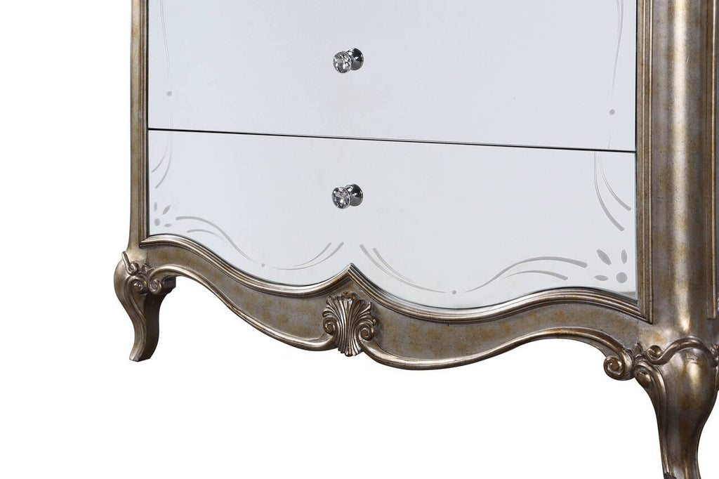 ACME 22203 Esteban Nightstand (2 Drw), Antique Champagne