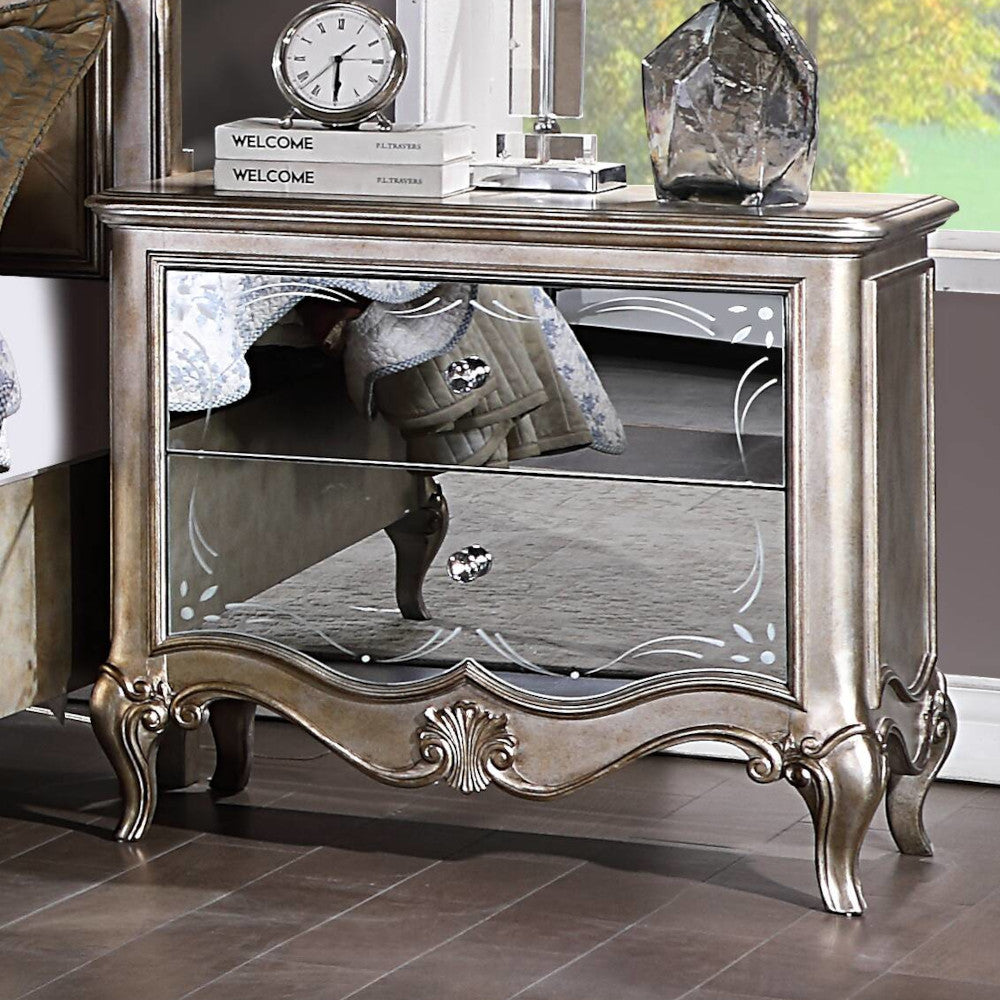 ACME 22203 Esteban Nightstand (2 Drw), Antique Champagne