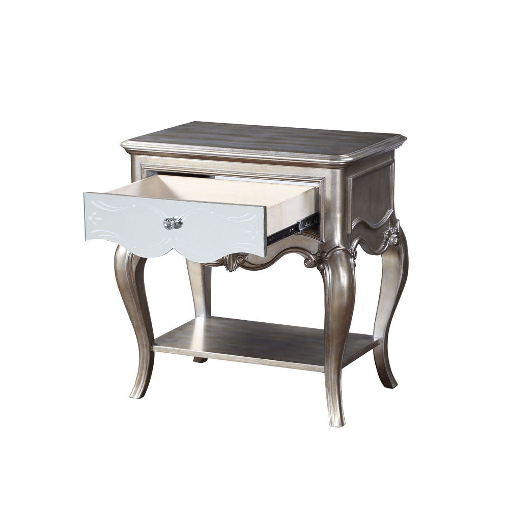 ACME 22207 Esteban Nightstand (1 Drw), Antique Champagne