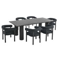 Modway EEI-7062 Nautica 7-Piece Rectangular Outdoor Patio Aluminum Dining Table and Chairs Set