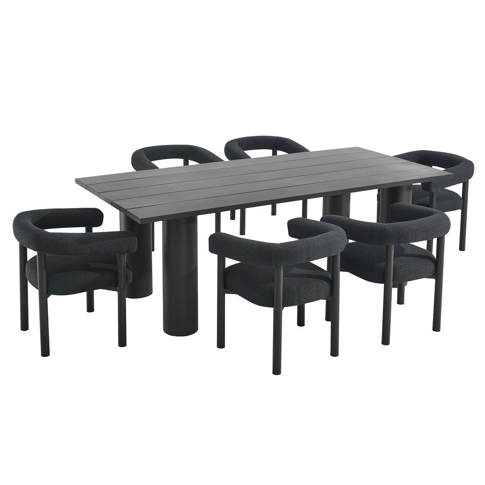 Modway EEI-7062 Nautica 7-Piece Rectangular Outdoor Patio Aluminum Dining Table and Chairs Set