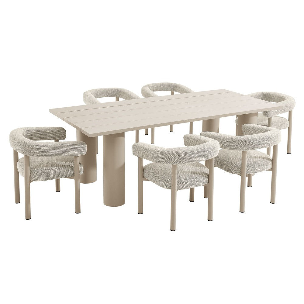 Modway EEI-7062 Nautica 7-Piece Rectangular Outdoor Patio Aluminum Dining Table and Chairs Set