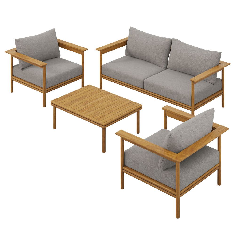 Modway EEI-7065 Wren 4-Piece Outdoor Patio Teak Wood Furniture Set