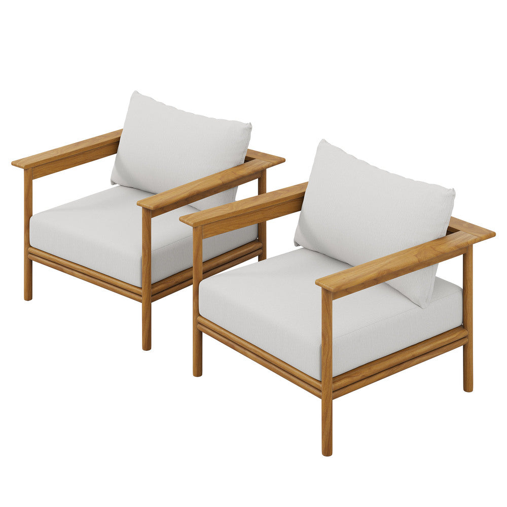 Modway EEI-7068 Wren Outdoor Patio Teak Wood Armchair Set of 2