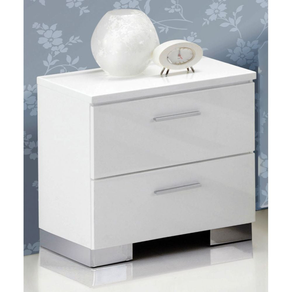 ACME 22633 Lorimar Nightstand, White & Chrome Leg