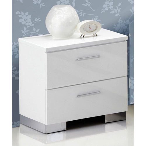 ACME 22633 Lorimar Nightstand, White & Chrome Leg