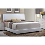 ACME 22637EK Lorimar Eastern King Bed (Headboard with LED), White PU & Chrome Leg (1Set/2Ctn)