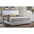 ACME 22637EK Lorimar Eastern King Bed (Headboard with LED), White PU & Chrome Leg (1Set/2Ctn)