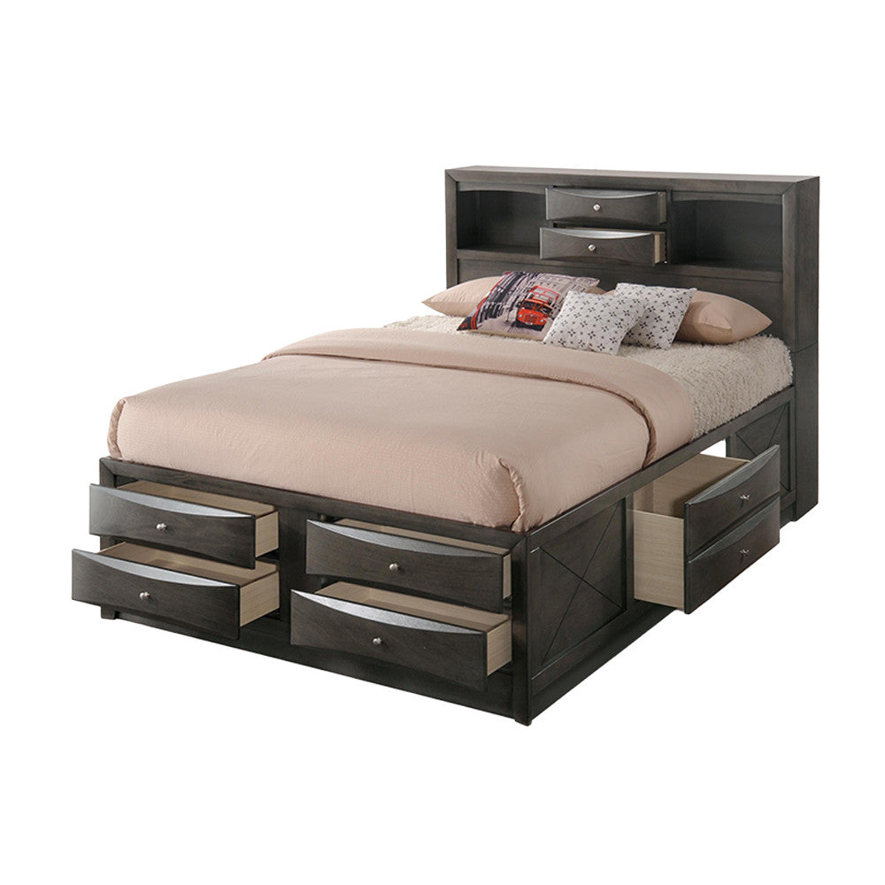 ACME 22696EK Ireland Eastern King Bed with Storage, Gray Oak (1Set/4Ctn)