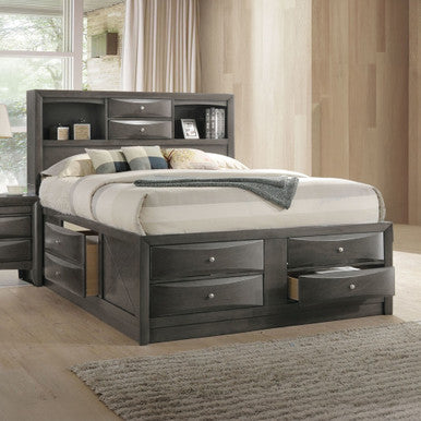 ACME 22696EK Ireland Eastern King Bed with Storage, Gray Oak (1Set/4Ctn)