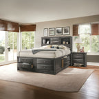 ACME 22696EK Ireland Eastern King Bed with Storage, Gray Oak (1Set/4Ctn)
