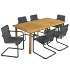 Modway EEI-7073 Abacus 7-Piece Rectangular Outdoor Patio Aluminum Dining Table Set with Rattan Armchairs
