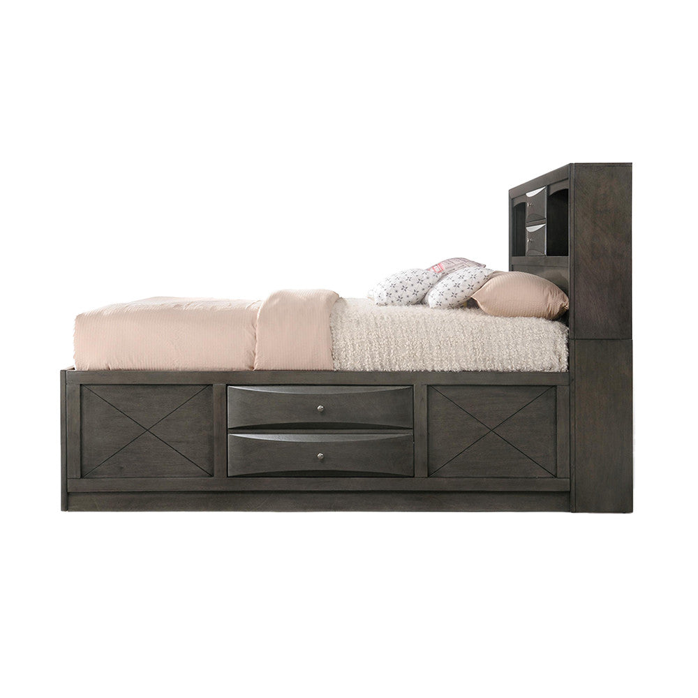 ACME 22700Q Ireland Queen Bed with Storage, Gray Oak (1Set/4Ctn)