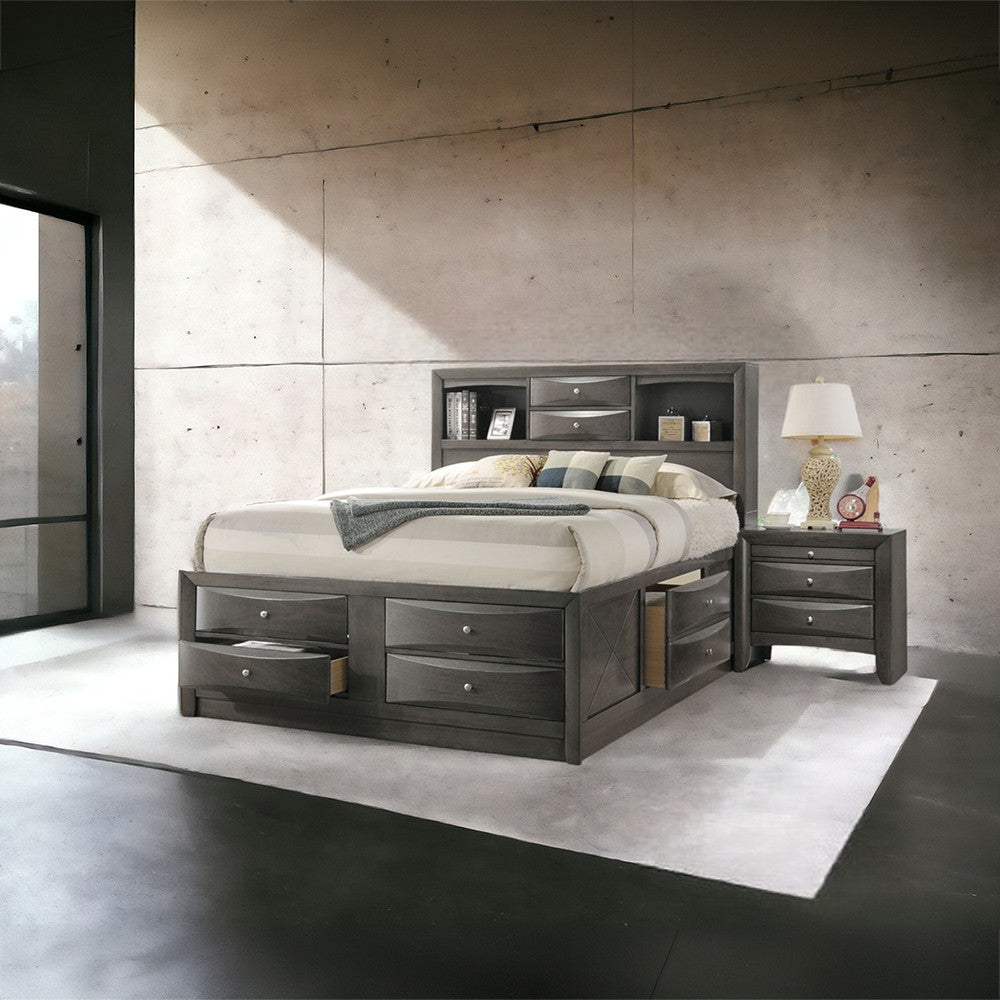 ACME 22700Q Ireland Queen Bed with Storage, Gray Oak (1Set/4Ctn)