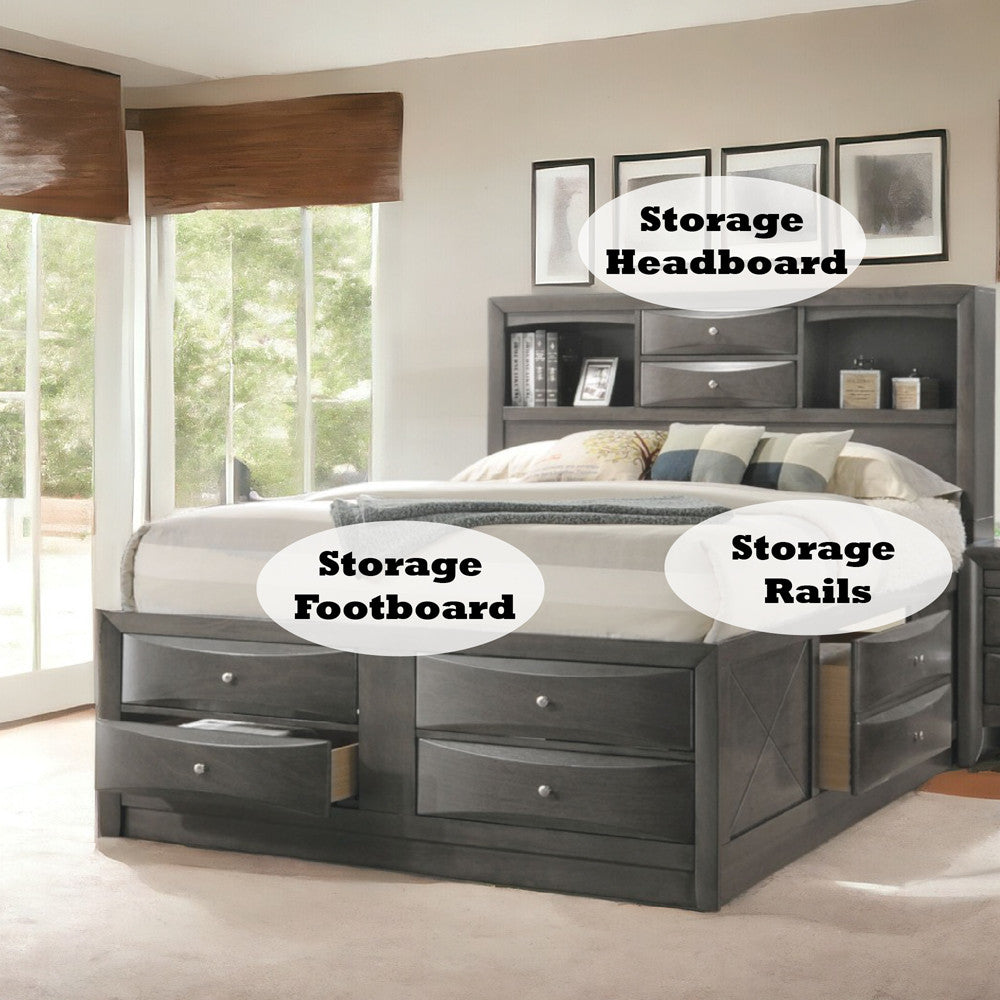 ACME 22700Q Ireland Queen Bed with Storage, Gray Oak (1Set/4Ctn)
