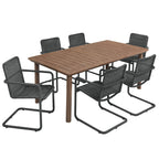 Modway EEI-7073 Abacus 7-Piece Rectangular Outdoor Patio Aluminum Dining Table Set with Rattan Armchairs