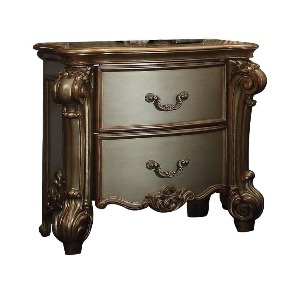 ACME 23003 Vendome Nightstand, Gold Patina & Bone