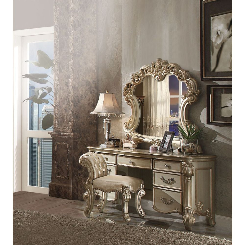 ACME 23007 Vendome Vanity Desk, Gold Patina & Bone